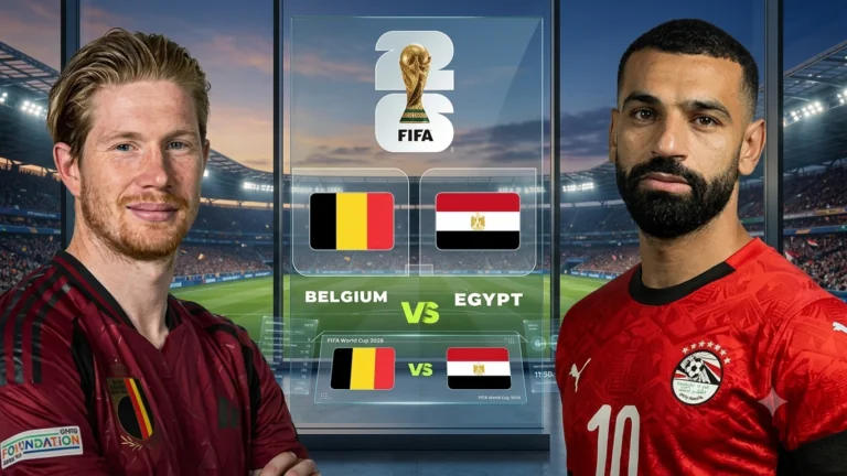 موعد مباراة مصر ضد بلجيكا في كأس العالم 2026 والقنوات الناقلة موعد مباراة مصر ضد بلجيكا في كأس العالم